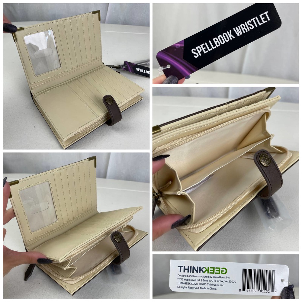 🚫SOLD🚫 NWT Think Geek Spellbook Billfold Wallet SOLD OUT Brown Faux Leather - Picture 15 of 16
